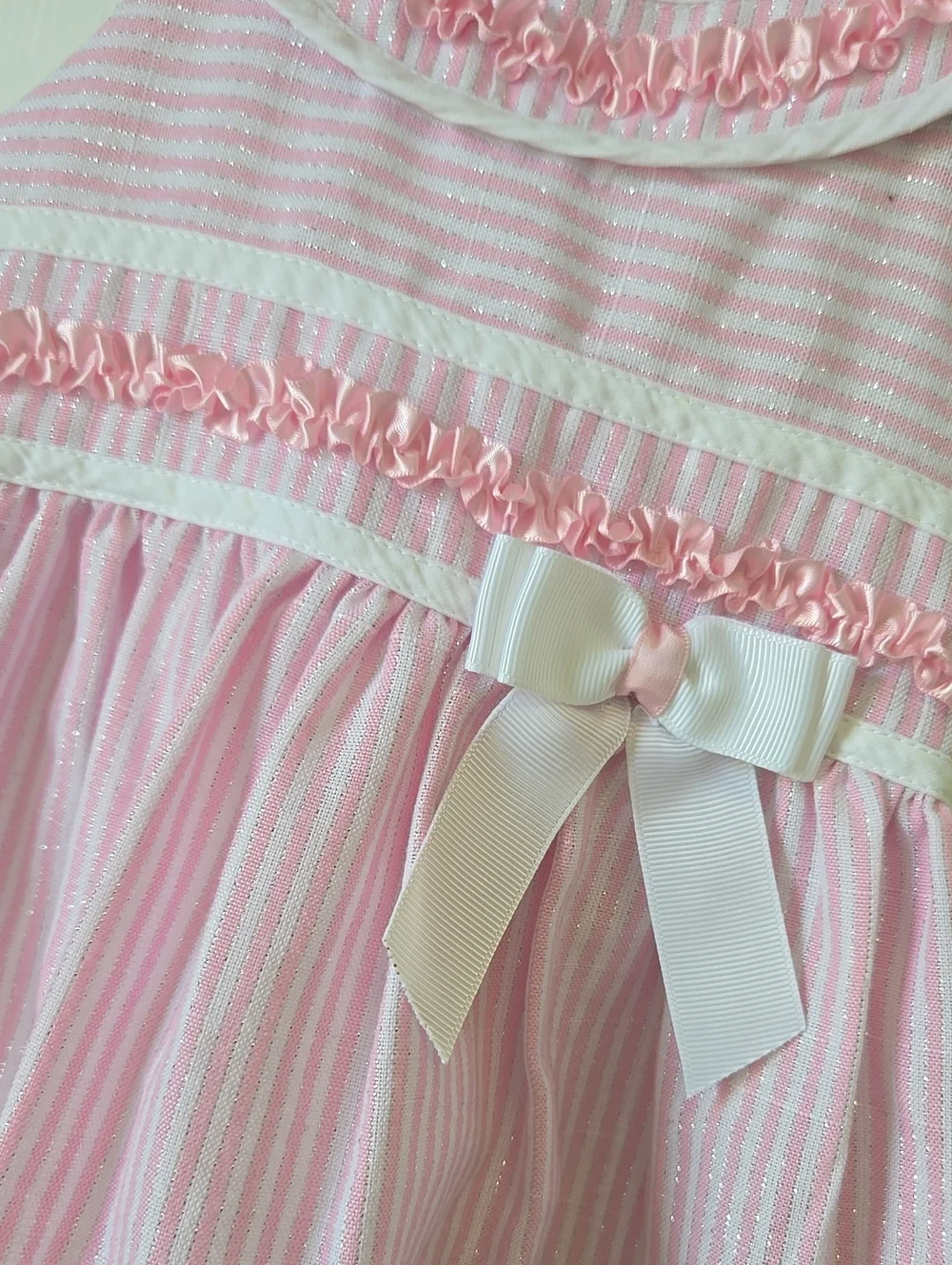Adorable 12m Jessica Ann Pink & White Ruffled Dress with Bloomers